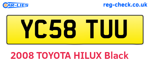 YC58TUU are the vehicle registration plates.