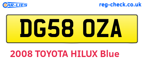 DG58OZA are the vehicle registration plates.