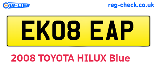 EK08EAP are the vehicle registration plates.
