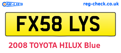 FX58LYS are the vehicle registration plates.