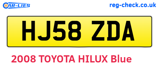 HJ58ZDA are the vehicle registration plates.