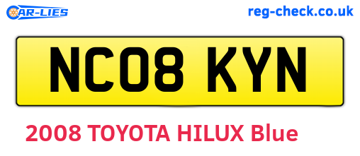 NC08KYN are the vehicle registration plates.