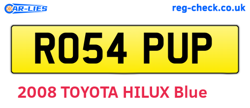 RO54PUP are the vehicle registration plates.