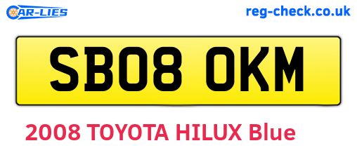 SB08OKM are the vehicle registration plates.
