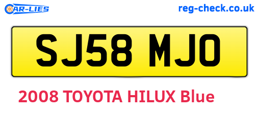 SJ58MJO are the vehicle registration plates.