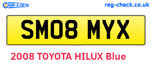 SM08MYX are the vehicle registration plates.