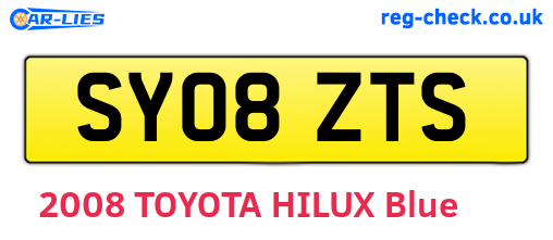 SY08ZTS are the vehicle registration plates.