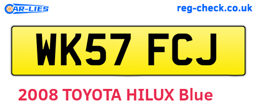 WK57FCJ are the vehicle registration plates.