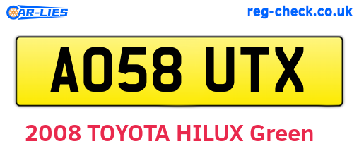 AO58UTX are the vehicle registration plates.