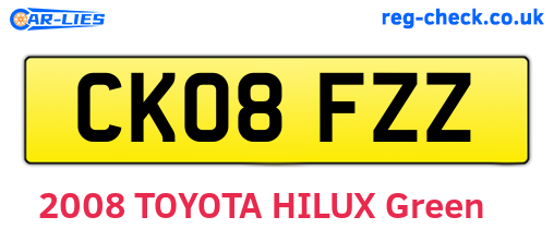 CK08FZZ are the vehicle registration plates.