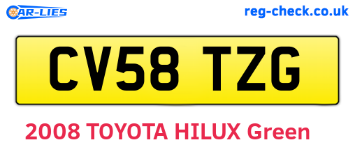 CV58TZG are the vehicle registration plates.
