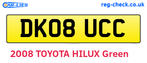 DK08UCC are the vehicle registration plates.