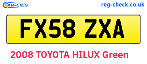 FX58ZXA are the vehicle registration plates.