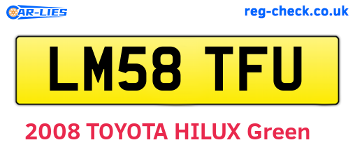 LM58TFU are the vehicle registration plates.