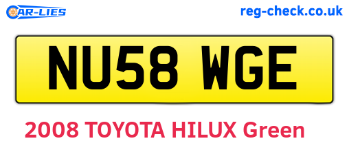NU58WGE are the vehicle registration plates.