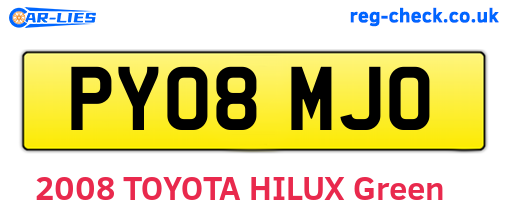 PY08MJO are the vehicle registration plates.