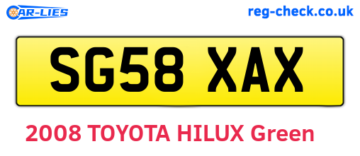 SG58XAX are the vehicle registration plates.