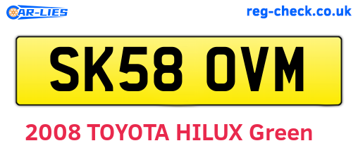 SK58OVM are the vehicle registration plates.