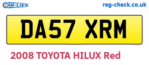 DA57XRM are the vehicle registration plates.