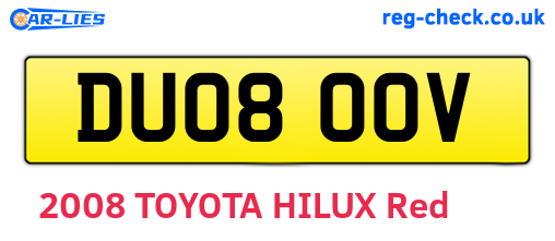 DU08OOV are the vehicle registration plates.