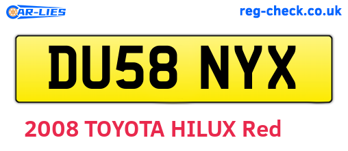 DU58NYX are the vehicle registration plates.