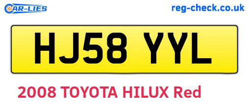 HJ58YYL are the vehicle registration plates.