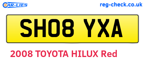 SH08YXA are the vehicle registration plates.