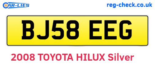 BJ58EEG are the vehicle registration plates.