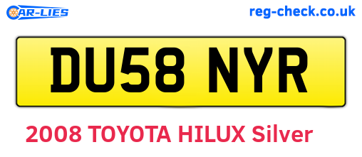 DU58NYR are the vehicle registration plates.