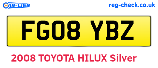 FG08YBZ are the vehicle registration plates.