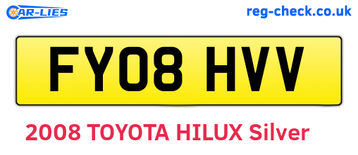FY08HVV are the vehicle registration plates.