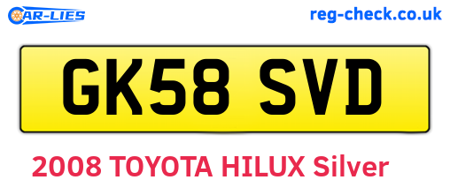 GK58SVD are the vehicle registration plates.