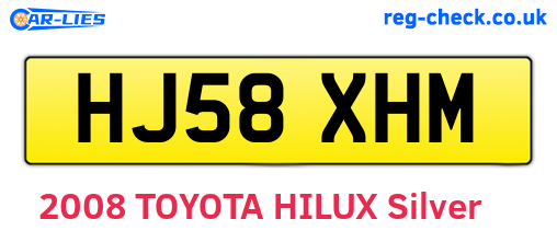 HJ58XHM are the vehicle registration plates.