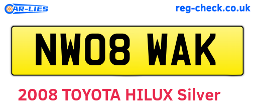 NW08WAK are the vehicle registration plates.