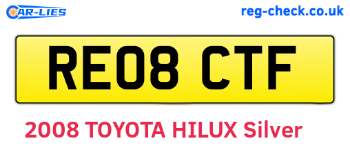 RE08CTF are the vehicle registration plates.