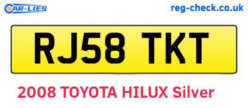 RJ58TKT are the vehicle registration plates.