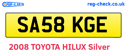 SA58KGE are the vehicle registration plates.