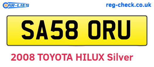 SA58ORU are the vehicle registration plates.