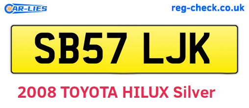 SB57LJK are the vehicle registration plates.