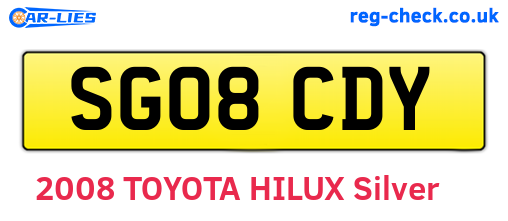 SG08CDY are the vehicle registration plates.