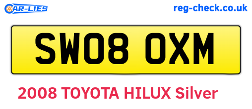 SW08OXM are the vehicle registration plates.