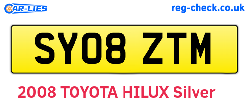 SY08ZTM are the vehicle registration plates.