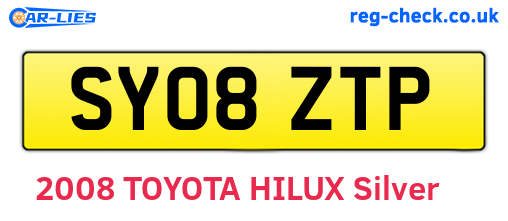 SY08ZTP are the vehicle registration plates.