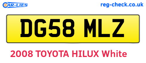 DG58MLZ are the vehicle registration plates.