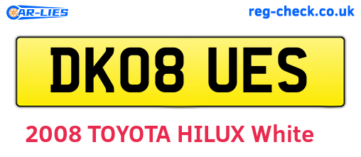 DK08UES are the vehicle registration plates.