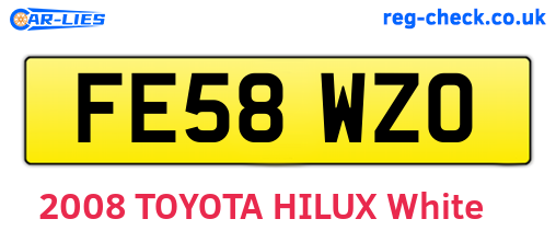FE58WZO are the vehicle registration plates.