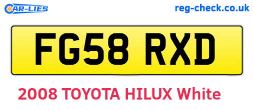FG58RXD are the vehicle registration plates.
