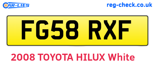 FG58RXF are the vehicle registration plates.