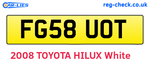 FG58UOT are the vehicle registration plates.