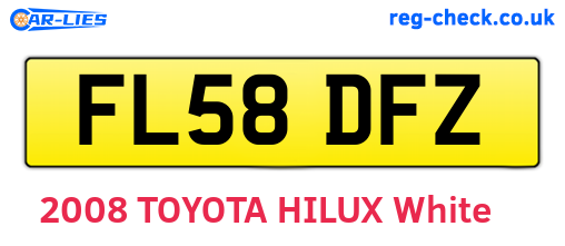 FL58DFZ are the vehicle registration plates.